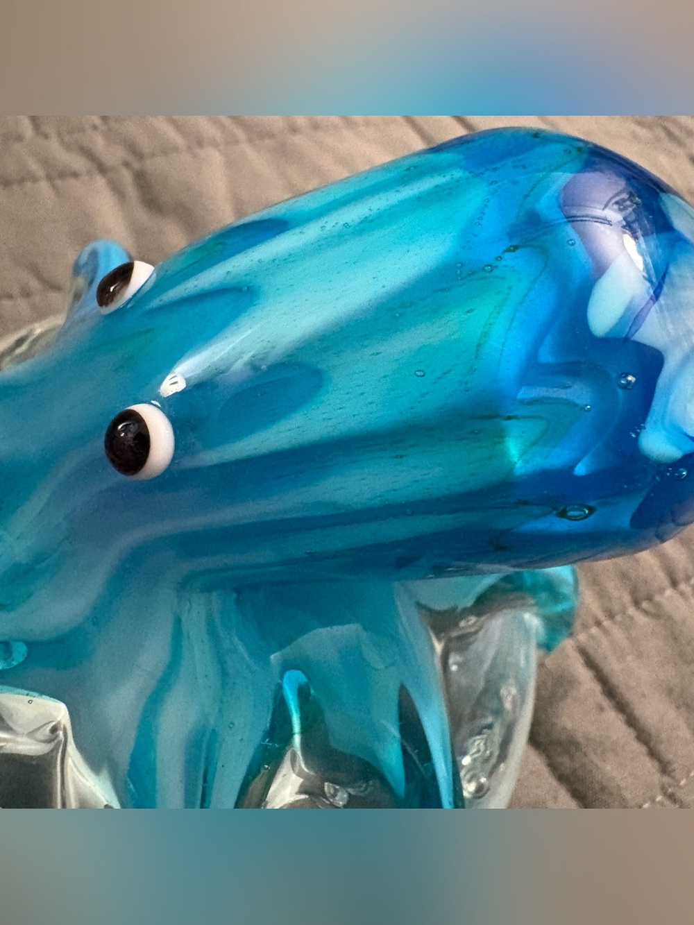 Handmade Octopus Blown Glass Figurine Gift Home Decor Blue-Green Paper Weight - Picture 6 of 15